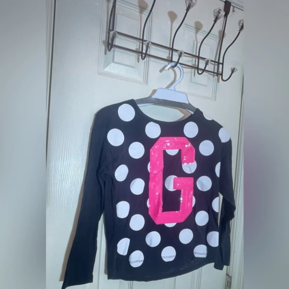 Justice Girl’s G long sleeve sequin shirt size small 6/7